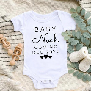 Body Para Bebê Anúncio de Sobrenome Personalizado da Tendência Mo