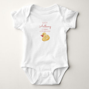 Body Para Bebê Anúncio de Sobrenome Personalizado Pato Vermelho