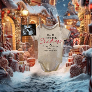 Body Para Bebê Anúncio personalizado de gravidez de Natal
