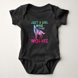 Body Para Bebê Apenas Uma Menina Que Ama Lobos Aquarela