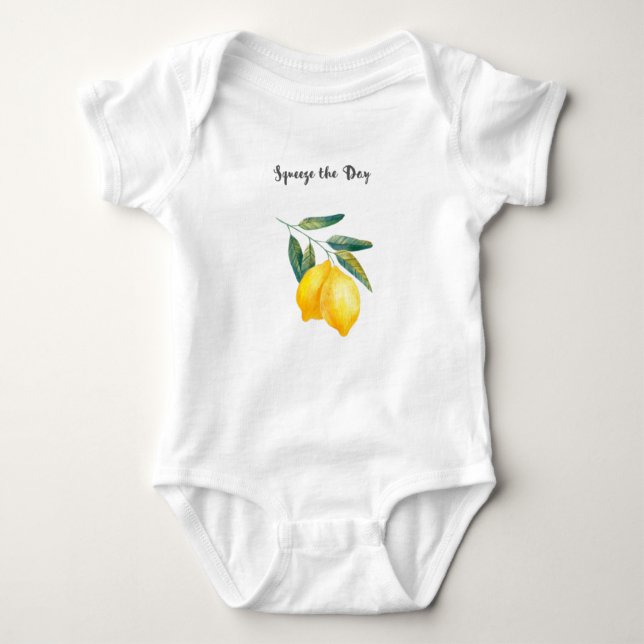 Body Para Bebê Aperte o dia, macacão, Lemon Onsie (Frente)