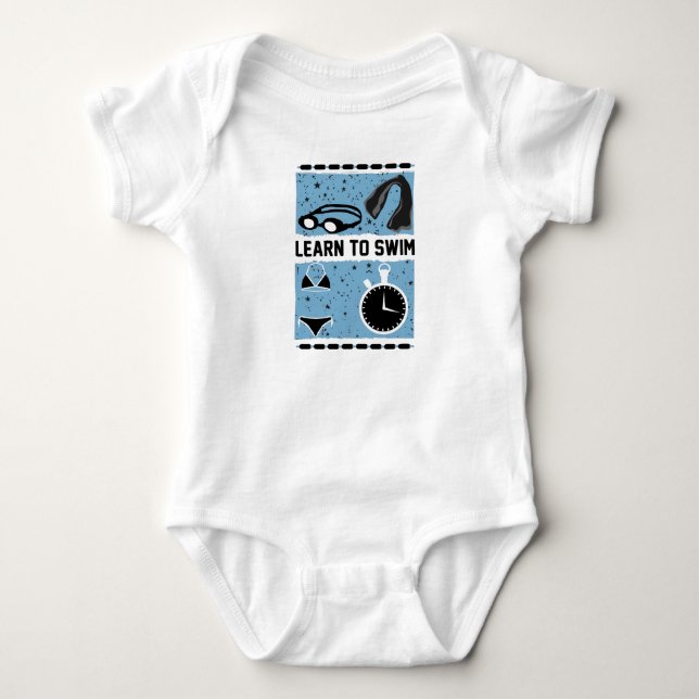 Body Para Bebê Aprenda a Natação com esta adorável design (Frente)
