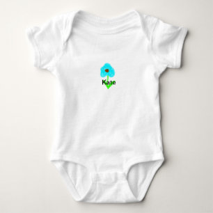 Body Para Bebê Aquarela azul verde adicione o texto do seu nome p