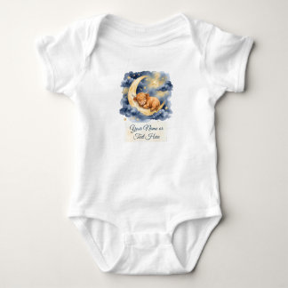 Body Para Bebê Aquarela Bezerro das Terras Altas Adormecido Lua C