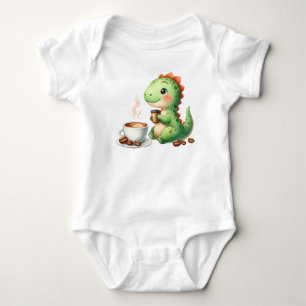 Body Para Bebê aquarela Café bebendo de Dinossauro Cinto T Rex