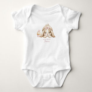 Body Para Bebê Aquarela Elegante coelho aniversário grangmille