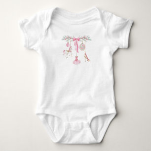 Body Para Bebê Aquarela Elegante Quebra-Nozes ballet rosa Natal