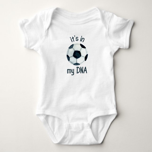 Body Para Bebê Aquarela Está na minha bola de futebol do DNA (Frente)