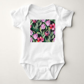 Body Para Bebê Aquarela floral, belo padrão contínuo.