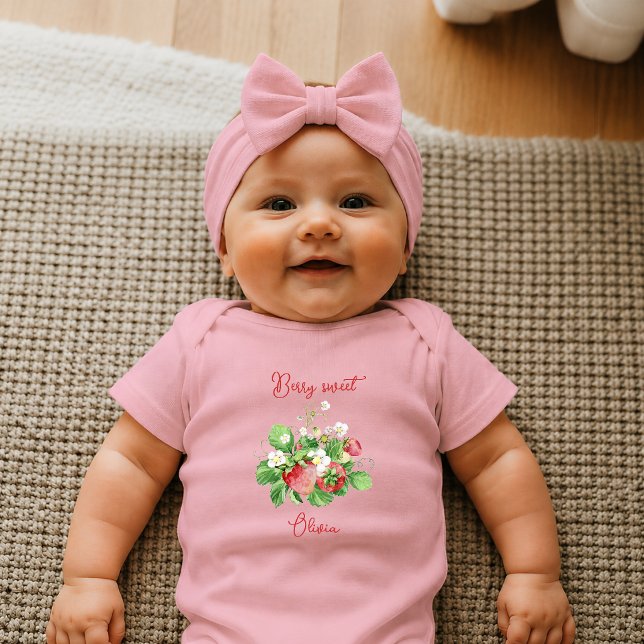 Body Para Bebê Aquarela Morango Doce Recém-Nascido (Criador carregado)
