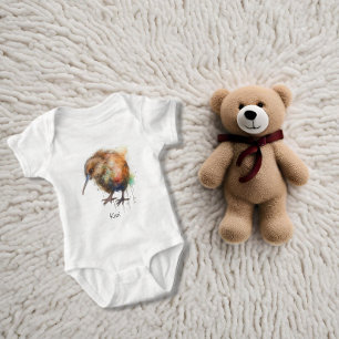 Body Para Bebê Aquarela neozelandesa Kiwi personalizável