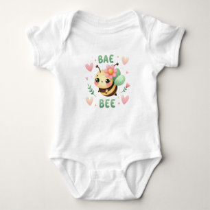 Body Para Bebê Aquarela pastel rosa flores fofas baby bee