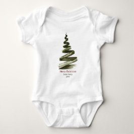 Body Para Bebê Aquarela Verde-Árvore Elegante de Natal