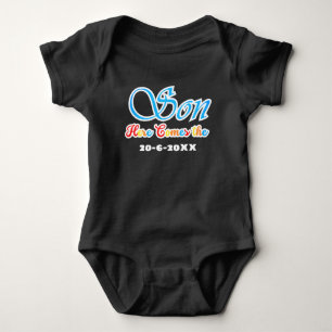 Body Para Bebê Aqui vem o filho Chuveiro de bebê