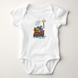 Body Para Bebê Arca personalizada do neto Baptism Noah