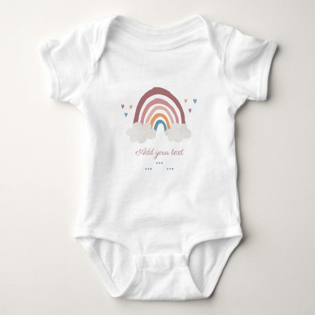 Body Para Bebê Arco-íris Aquarela Boho (Frente)