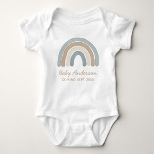 Body Para Bebê Arco-Íris Azul Gravidez Anúncio Bebê Roupa