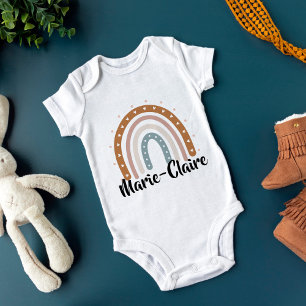 Body Para Bebê Arco-íris Boho com nome neutro