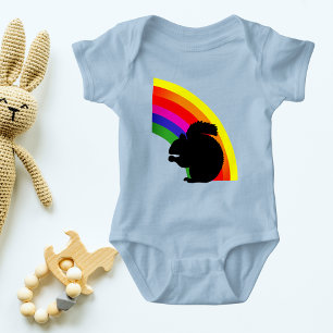 Body Para Bebê Arco-Íris Colorido de Esquilo Preto