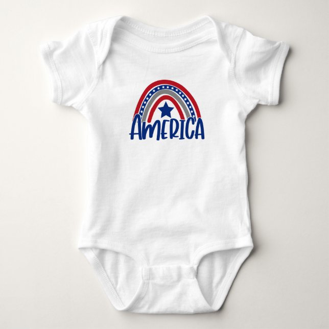 Body Para Bebê Arco-íris com bandeira americana (Frente)