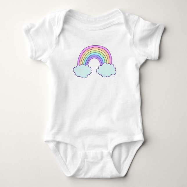Body Para Bebê Arco-Íris de Pastel Personalizável e Bonito (Frente)