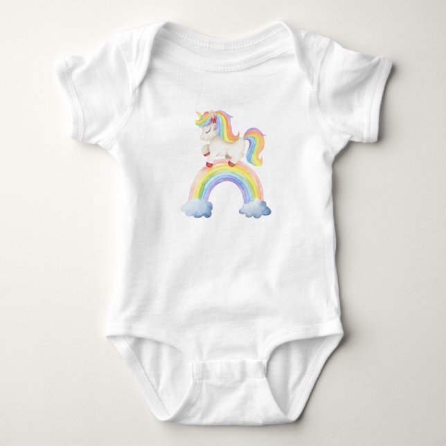 Body Para Bebê Arco-íris de Unicórnio  (Frente)