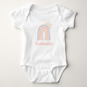 Body Para Bebê Arco-íris e Nome Personalizado Sol