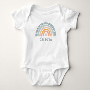 Body Para Bebê Arco-Íris Moderno com Coração