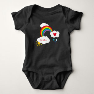 Body Para Bebê Arco-Íris, Nuvens, Gotas-Arco e Sol Personalizados