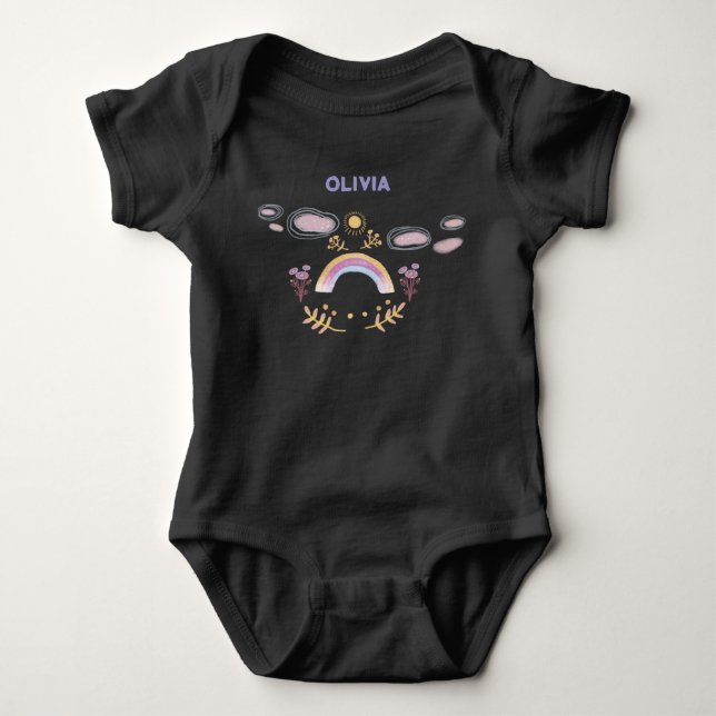 Body Para Bebê Arco-íris personalizado (Frente)