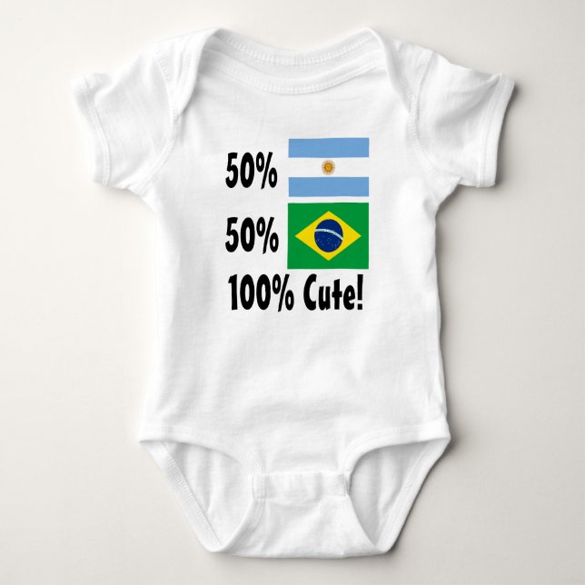 Body Para Bebê Argentino 100% do brasileiro 50% de 50% bonito (Frente)