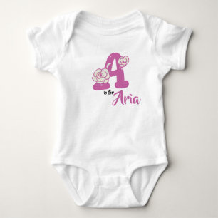 Body Para Bebê Aria Name Baby Outfit - Letra A Romper Floral
