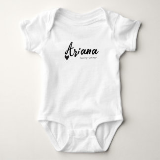 Body Para Bebê Ariana Name Reveal Significa Mínimo Negro Moderno
