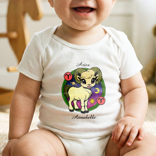 Body Para Bebê Aries Sinal de Zodiac Cartoon de Astrologia Whimsi