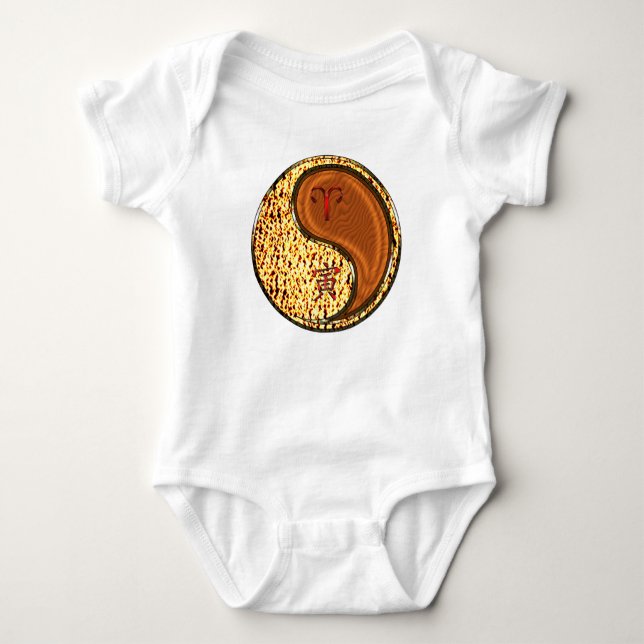 Body Para Bebê Áries & Tigre de Madeira (Frente)