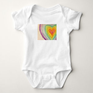Body Para Bebê Arranjo Arco-Íris Corações Adoram Arte Personaliza