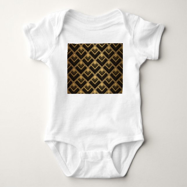 Body Para Bebê Art Deco Black Dourado: Geométrico (Frente)