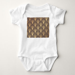 Body Para Bebê Art Deco Dourado: Luxo Geométrico Minimalista