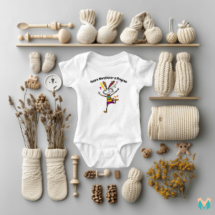 Body Para Bebê Arte Colorida do Coelho Correndo para Crianças