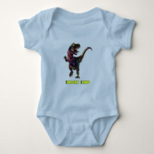 Body Para Bebê Arte Colorida do Velociraptor do Arco-Íris