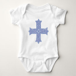 Body Para Bebê Arte da Cruz Copta Azul Lapis Premium