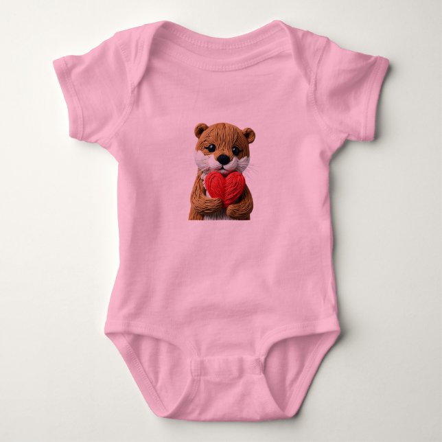 Body Para Bebê Arte de Fio Fofa Lontra Adorável (Frente)