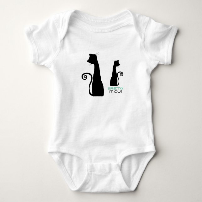 Body Para Bebê Arte de gato preto (Frente)
