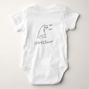 Body Para Bebê Arte de Linha de Dinossauro Minimalista Fofa
