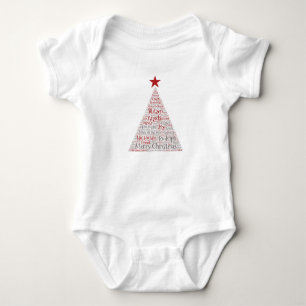 Body Para Bebê Arte de Palavras em Árvore de Natal com Estrela Ve