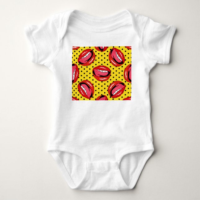 Body Para Bebê Arte de Pop retrô: Crachás de patch de desenho (Frente)