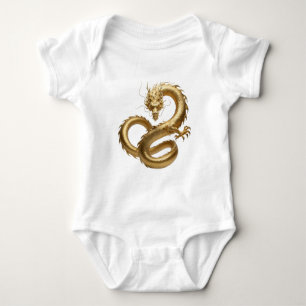 Body Para Bebê Arte do Dragão Chinês Dourado   Fantasia de Criatu