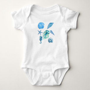 Body Para Bebê Arte do Mar Azul