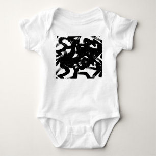 Body Para Bebê Arte Dourada Luxuosa: Traço Preto Abstrato.