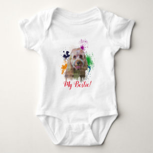 Body Para Bebê Arte Esmagada Cachorro Caçapo Cachorro Bonito